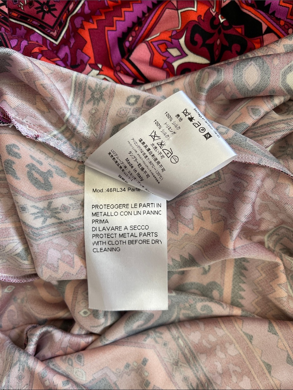 Emilio Pucci Pink & Black Geometric Long Sleeve Midi Dress with belt NEW - Picture 12 of 16